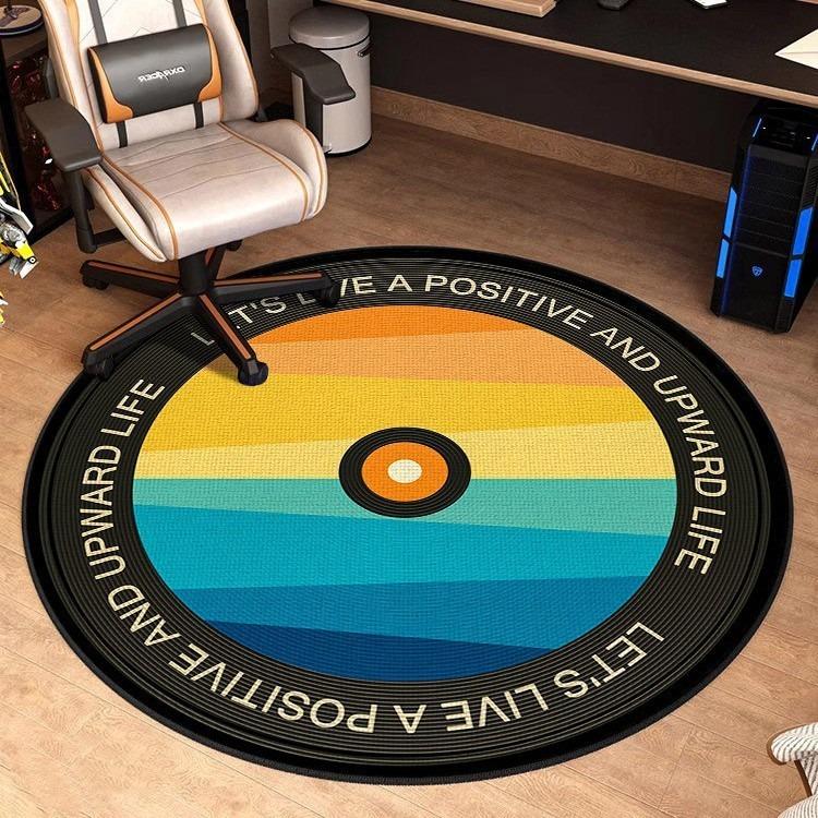 Retro Vinyl Record Music Carpet Soft Non-slip Durable Back Decorative Rug for Living Bedroom Bedside Sofa Lounge Coffee Table