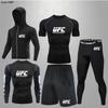 Herren 5-teiliges Cross-Training Kompressionsset - Hohe Elastizität, Schnelltrocknend, Atmungsaktiv für Boxen, Fitness, Laufen & UFC
