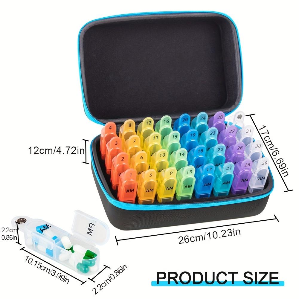 Monthly Pill Organizer 2X a Day, 30 Day Pill Box Organizer and Portable Travel Case with 32 Removable Compartments