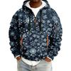 Sudadera deportiva casual de media cremallera con capucha y estampado navideño para hombre