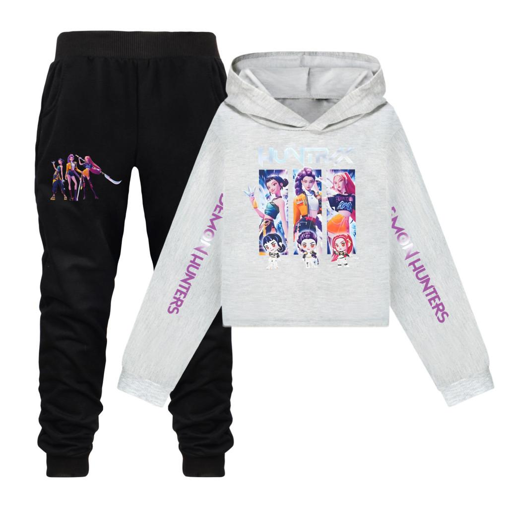 Kpop Demon Hunters Girls Cotton Casual Set With Long Sleeve Hoodie And Pants For Ages 110-170cm