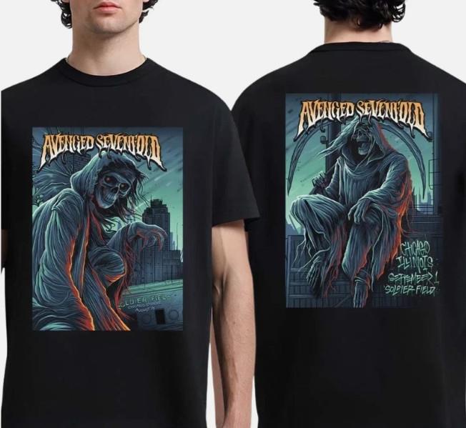 Avenged Sevenfold Chicago 2025 Soldier Field Concert Tour Music Band TShirt Unisex T-Shirt L