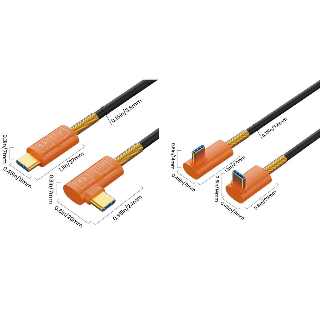 USB4 Type C Spring Coiled Cable Cord 240W Power Delivery Support 40Gbps Data Transmission Speed 8K 60Hz Resolution
