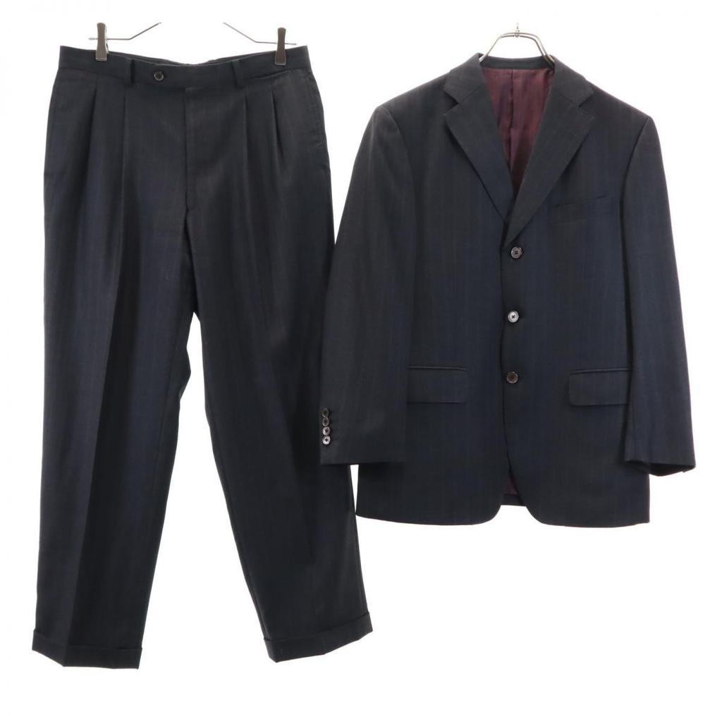 VISARUNO Made In Japan Wool Striped Pattern Suit Setup Upper 4M/lower 82 Men's Used