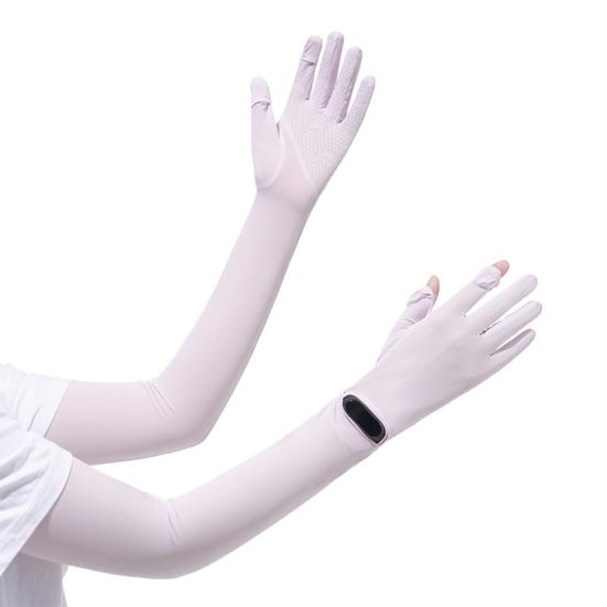 UV Protection Long Gloves, Full Finger Summer Driving Gloves, Anti-Slip Palm, Wrist Watch Opening, Sun Protection Gloves for Women Cycling Hiking