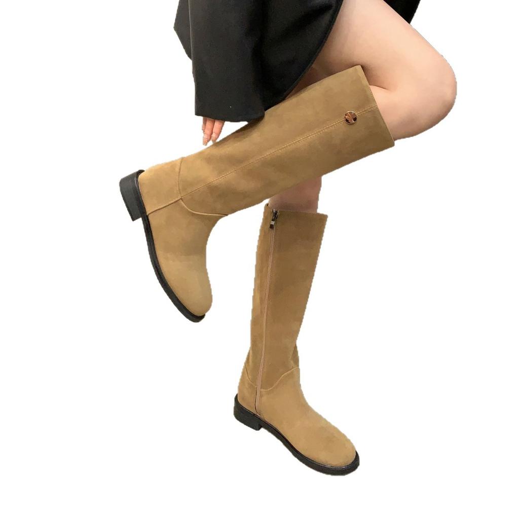 Western Cowboy Martin Stövlar Mode Smala Stövlar Damskor 2025 Nya Höst Retro Mocka Riddarstövlar Stövlar Stövlar