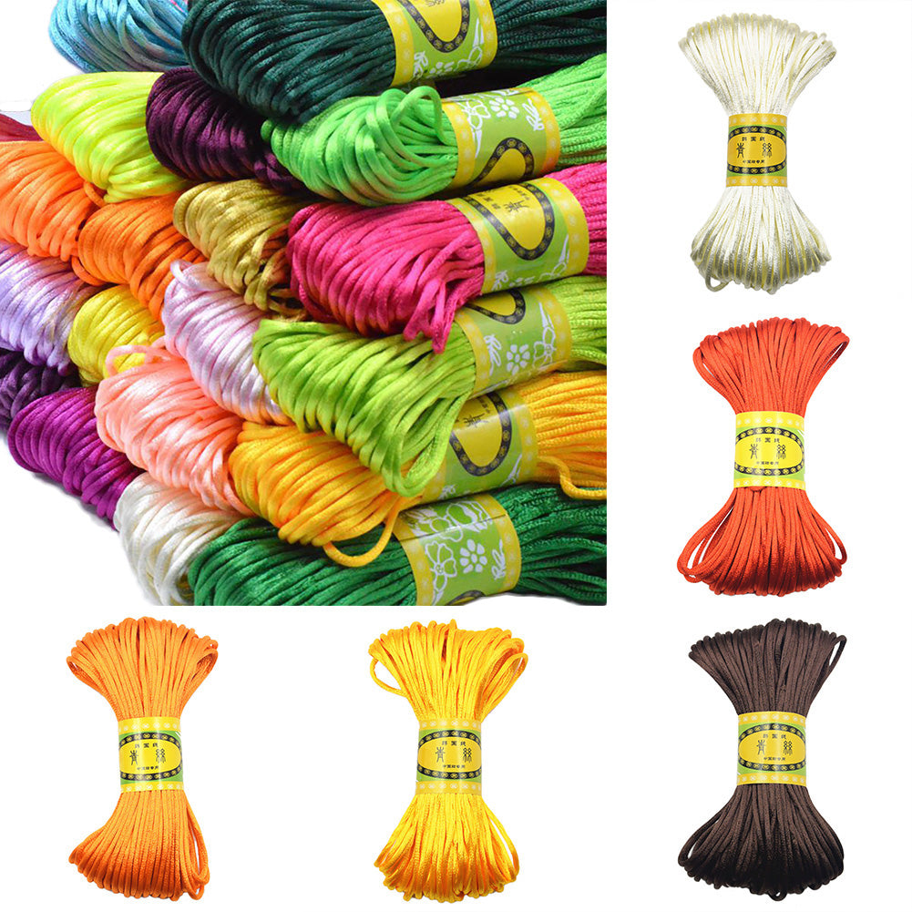 3mm 20M Chinese Knot Satin Nylon Braided Cord Macrame Beading Rattail Cords Multi-colored