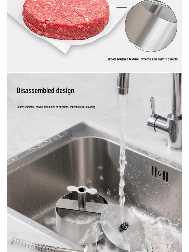 Stainless Steel Hamburger Patty Press-Type Mold Manual Kitchen Tool