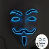 Halloween Glowing V Mask EL Wire Neon Light Up Anonymous Mask Cosplay Horror Luminous Mask for Man Women Haunted House Props