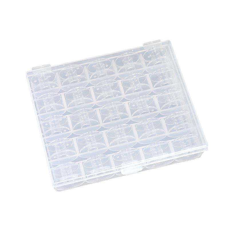 Bobbin Lock Core Storage Box with 25/36 Compartments - Clear Plastic Sewing Machine Spool Organizer.