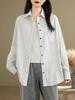 Women's Japanese-Style Striped Raglan Sleeve Shirt - Trendy, Loose, and Versatile for Spring and Autumn