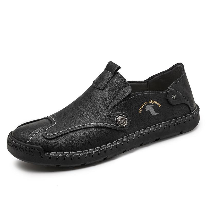 Herren Lederschuhe Frühling und Herbst Übergröße Britischer Trend Slipper Lazy Hand-Driving Casual Lederschuhe