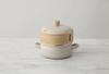Fuji Enamelware [Authentic Product] Enamel Pot with Steamer Basket, Greige, Suitable for Direct Flame Cooking, 2-Way Design (Steamer and Pot)