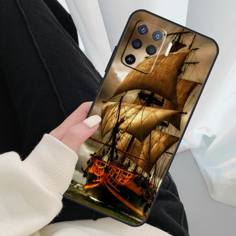 Sailing Pirate Ship Boat Case For Oppo A40 A60 A80 A5 Pro A15 A16 A17 A57 A77 A94 A74 A54 A76 A96 A18 A38 A58 A78 A98