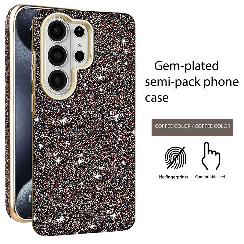 

Glitter Bling Magnetic Attraction Phone Case for Samsung Galaxy S26 Ultra S25 Plus S24 S23ultra Electroplating Bumper Hard Cover Galaxy S24 кофейный