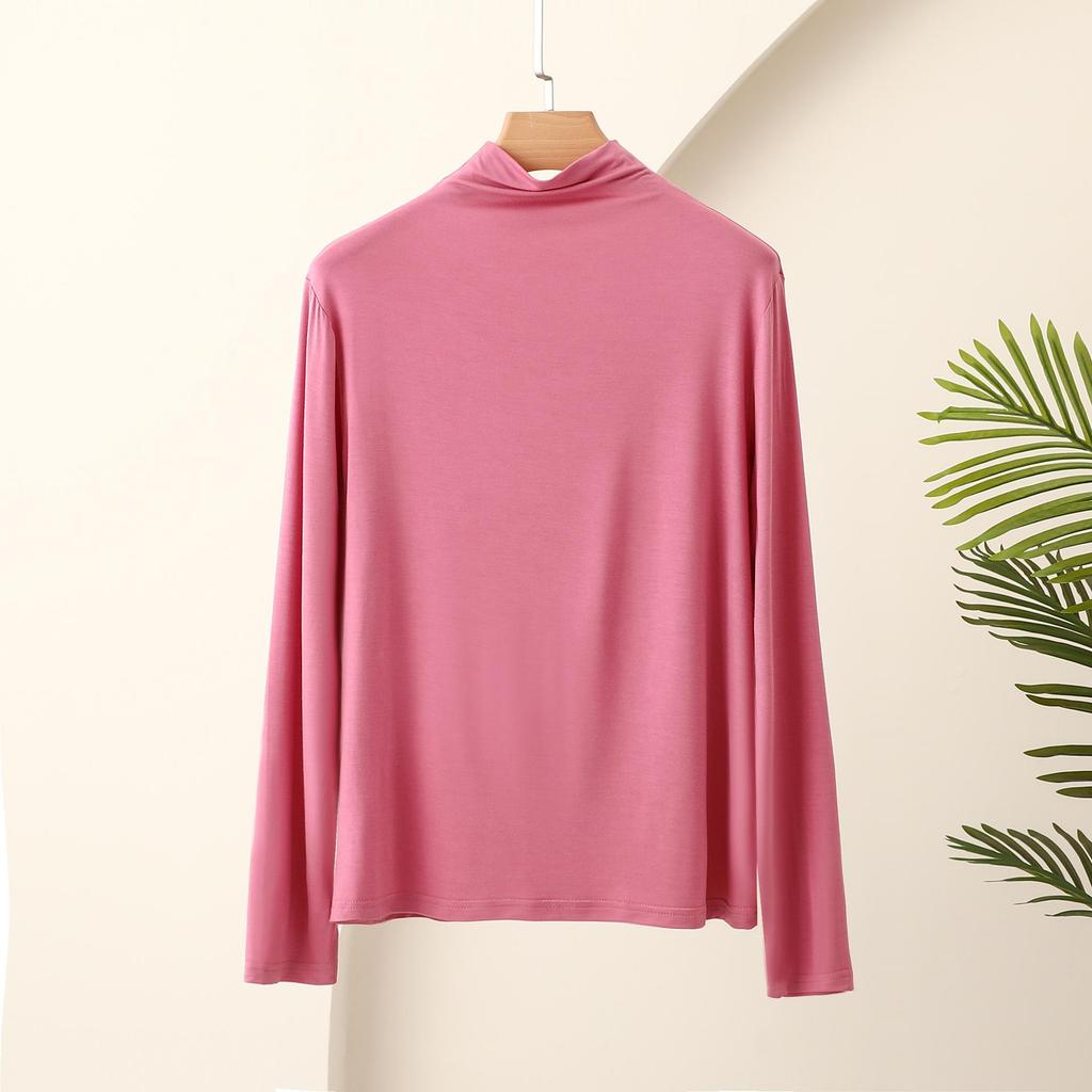 L To 4XL Plus Size Turtle Neck Long Sleeve Tshirts Fall Winter Base Layer T-Shirt Solid Color Modal Comfort Tee Tops Undershirt