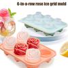 6-Cavity Rose Silicone Ice Cube Mold Easy Demolding Food-Grade For Drinks Desserts Kitchen Tool Stylish Decor Mold