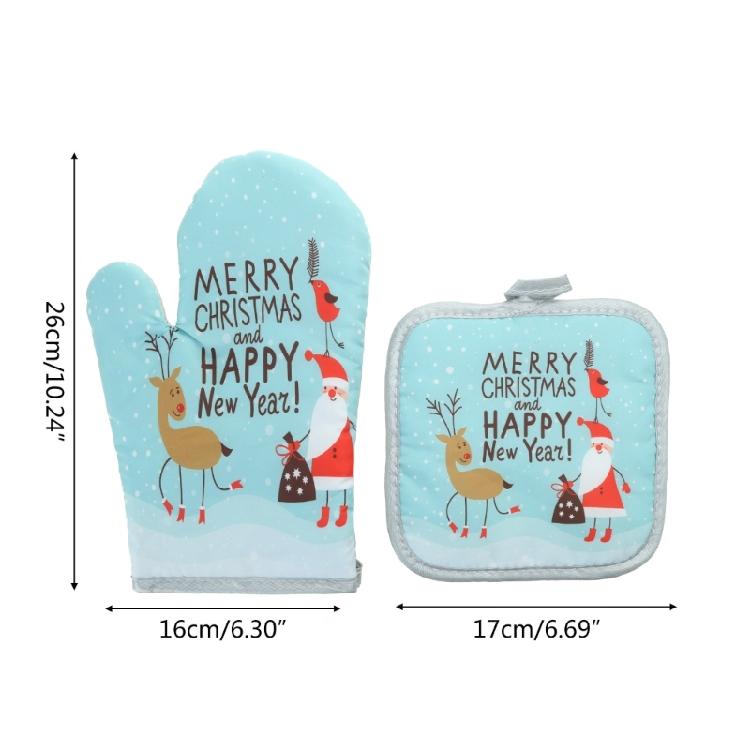 Christmas Kitchen Cooking Microwave Gloves Baking BBQ Potholders Oven Mitts