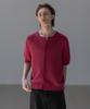 Dekkoloso Panel Rib Short Sleeve Summer Round Cardigan [Deep Pink]