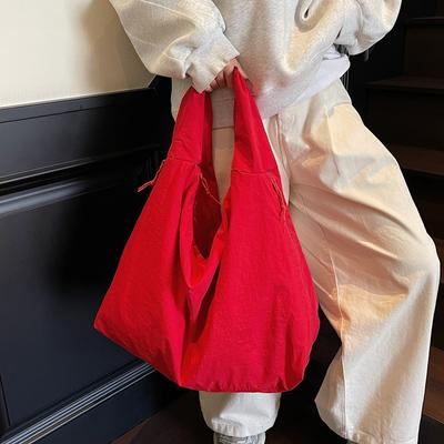 Sac à bandoulière sac de shopping grande capacité nouveau sac en nylon simple couleur unie sac de voyage sac en tissu décontracté