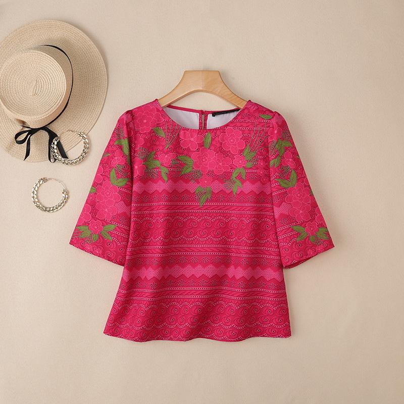 ZANZEA Women Casual Round Neck Half Sleeve Loose Print Blouse