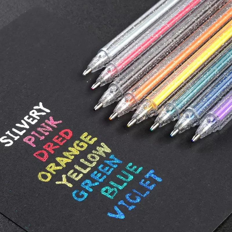 Glitter Gel Pens Set 8 Pack Sparkly Metallic Markers Vibrant Colors for Kids Coloring Drawing Adults Art Crafts Projects