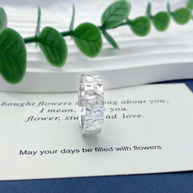 S925 Sterling Silver Irregular Geometric Men s Ring - Light Luxury, Personalized, Adjustable Adjustable Open Style