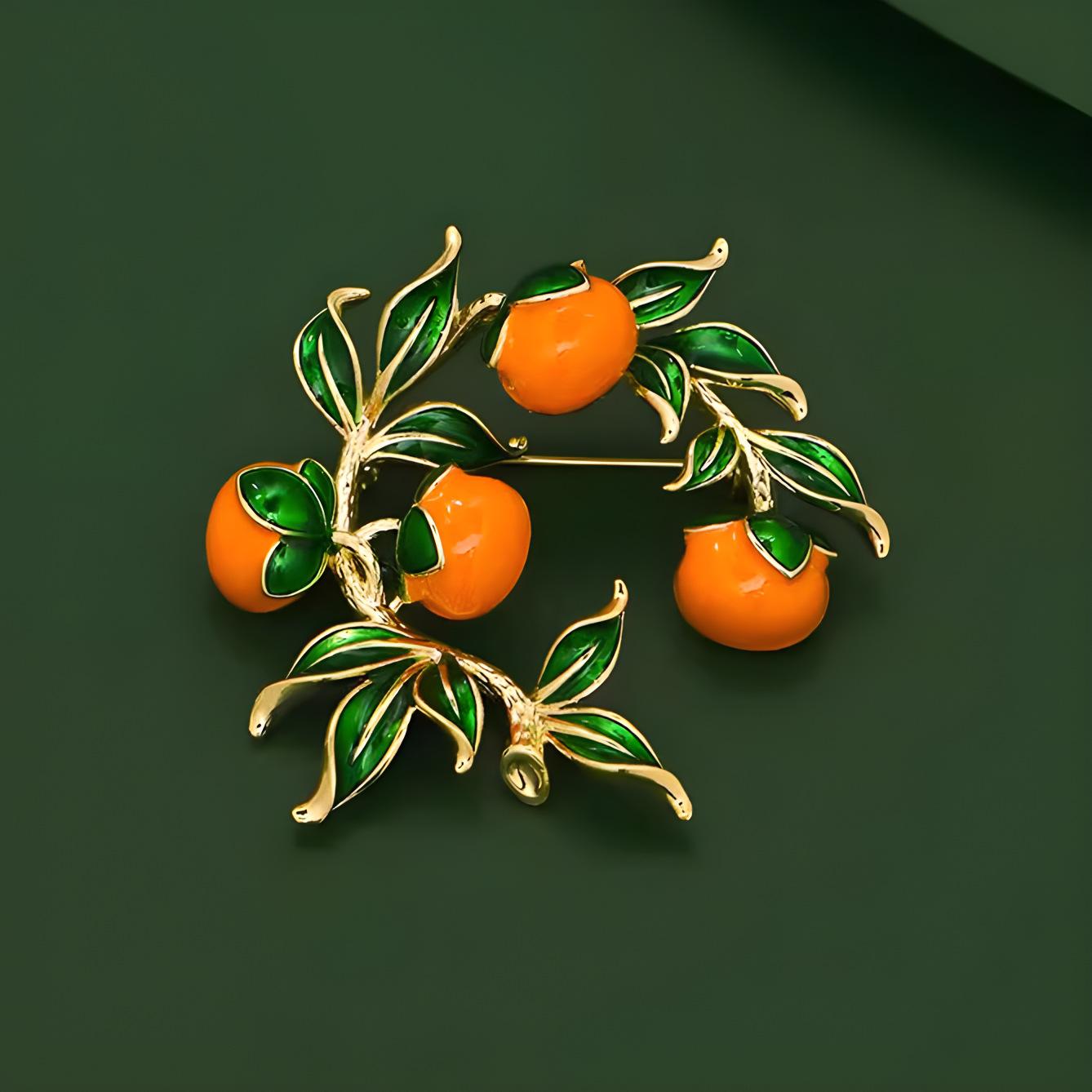 Everything goes well, persimmon persimmon ruyi brooch, high-end persimmon fruit corsage creative pin, suit accessories tide