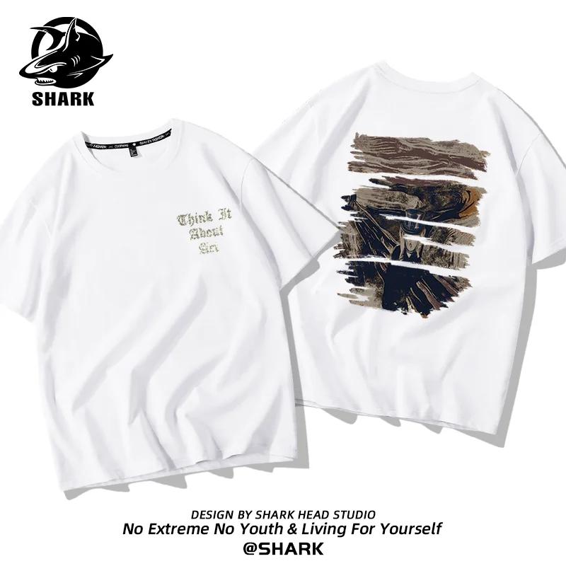 Summer Fashion Heavyweight Retro Men's English Letters 100% Cotton Printed Round Neck High-quality Casual Fitness Street T-shirt