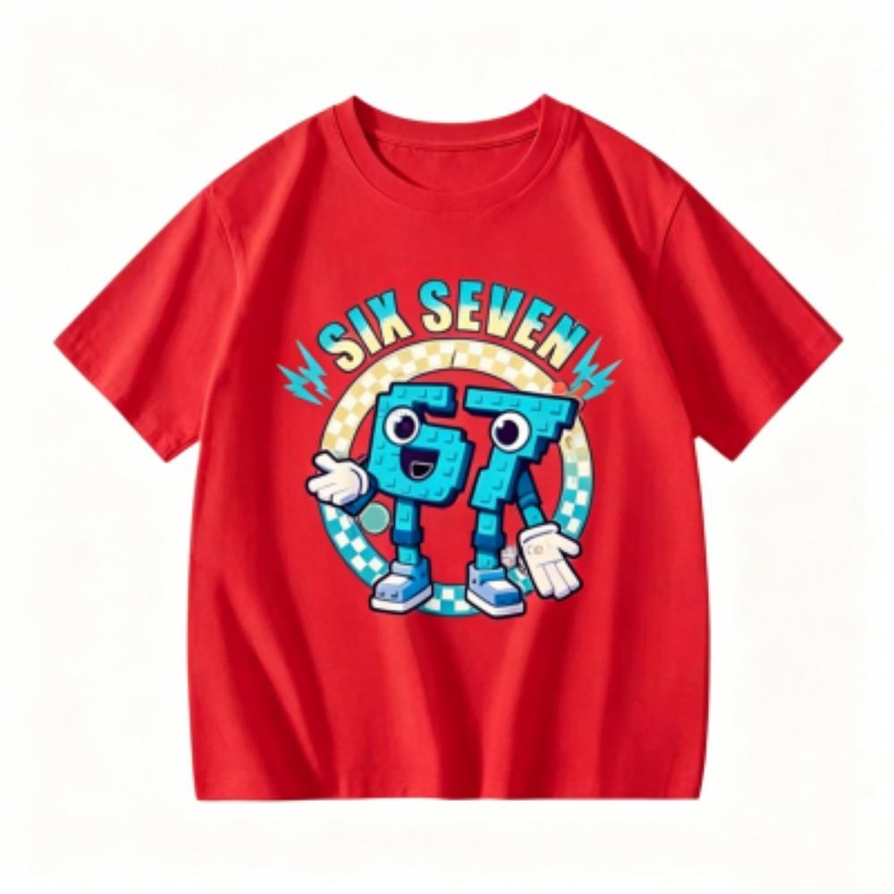 Kids Clothing Six Seven 67 Print T-shirt Summer Girls and Boys Casual Tees Tops Fashion Kids O-Neck Short Sleeve T-shirt