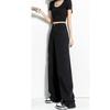 High Waist Wide Leg Straight Cut Denim Pants Women Comfortable Loose Fit Cotton Blend Classic Black