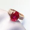 Purple Gold Inlaid Redstone Full Diamond Ring Temperament Luxury Noble Rose Gold Plated Live Ring
