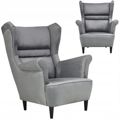 Zoja Scandinavian Wing Chair, Grey Monolith, Gloss