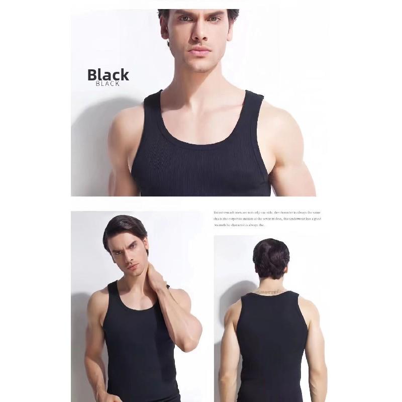 White coarse ribbed tank top for men, summer slim-fit, muscle-enhancing, sleeveless American-style gym sports vest for men