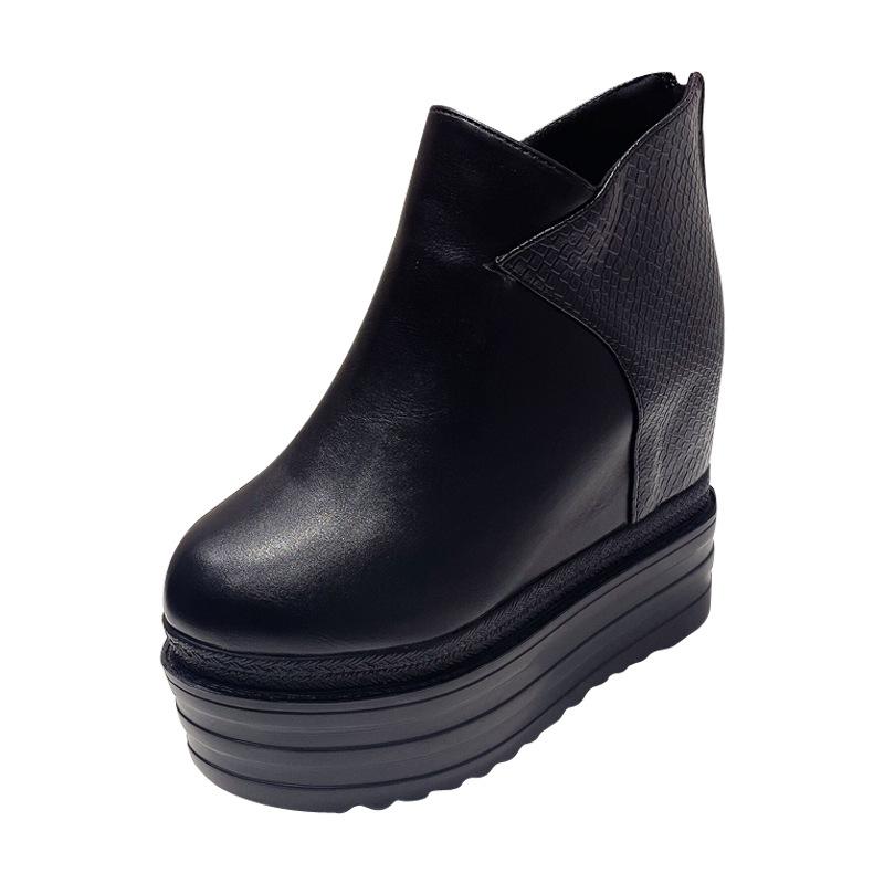 

Кроссовки на платформе Туфли на танкетке Женские ботильоны на толстой подошве Римские туфли Весна-Осень Высокие каблуки Модные женские ботильоны 38 чёрный