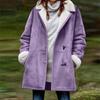 Women's Fashionable Coat Solid Color Long Sleeved Pocket Loose Button Plush Jacket