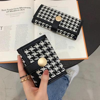 Canvas Wallet Women Short Folding Coin Clip Card Holder Buckle Long Clutch Bag