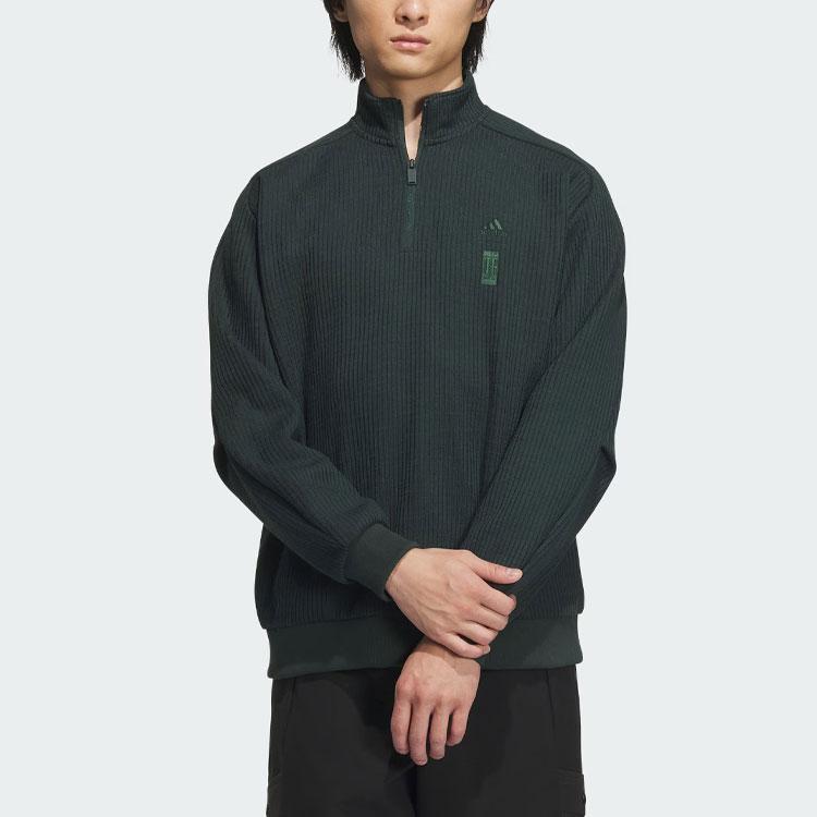 Adidas Wuji Warm Knit Half-Zip Sweatshirt Men Tops Dark-Green IX4297
