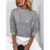 Jaro Podzim Kulatý Výstřih Volná Ležérní Flitry Mikina Ženy Dlouhý Rukáv Vše-ladící Patchwork Svetr Top