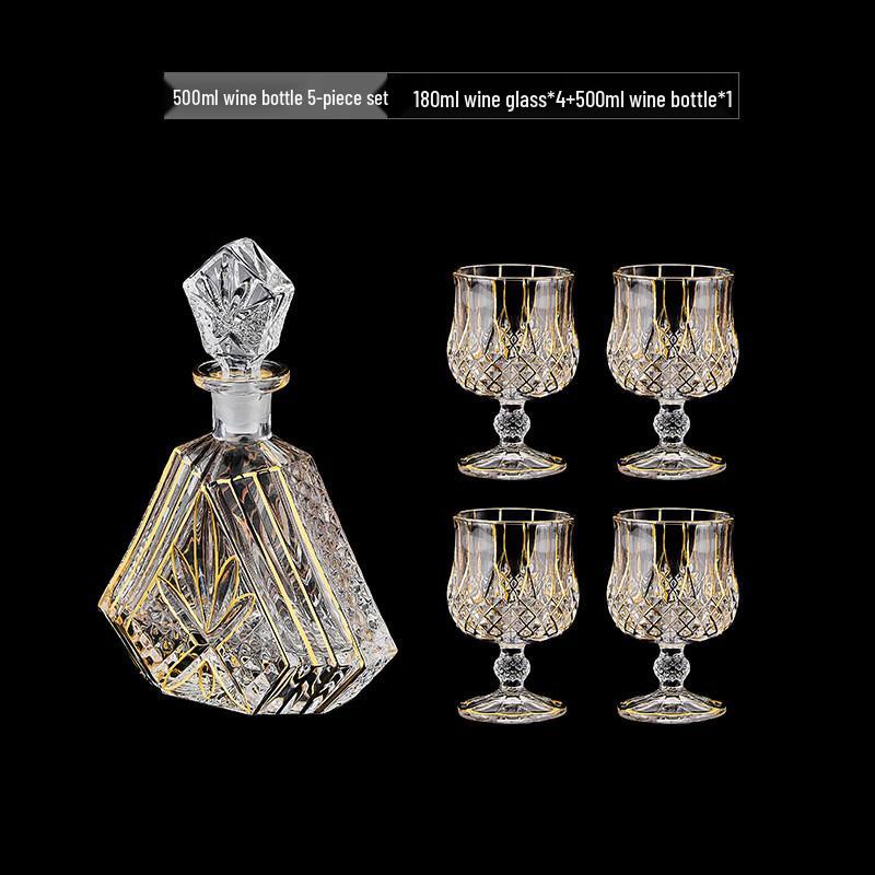 Handun European Classical Gold-Painted Whisky Glass & Decanter Set