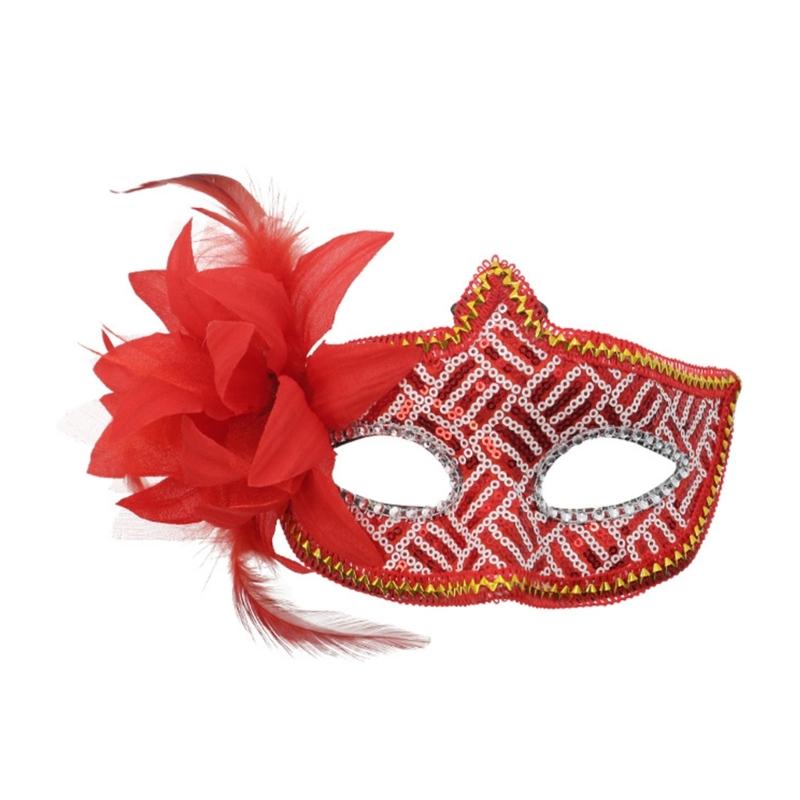 Elegant Side Flower Rhinestones Mask Breathable Face Mask Comfortable Wear Theatrical Use Costume Role Play Mask