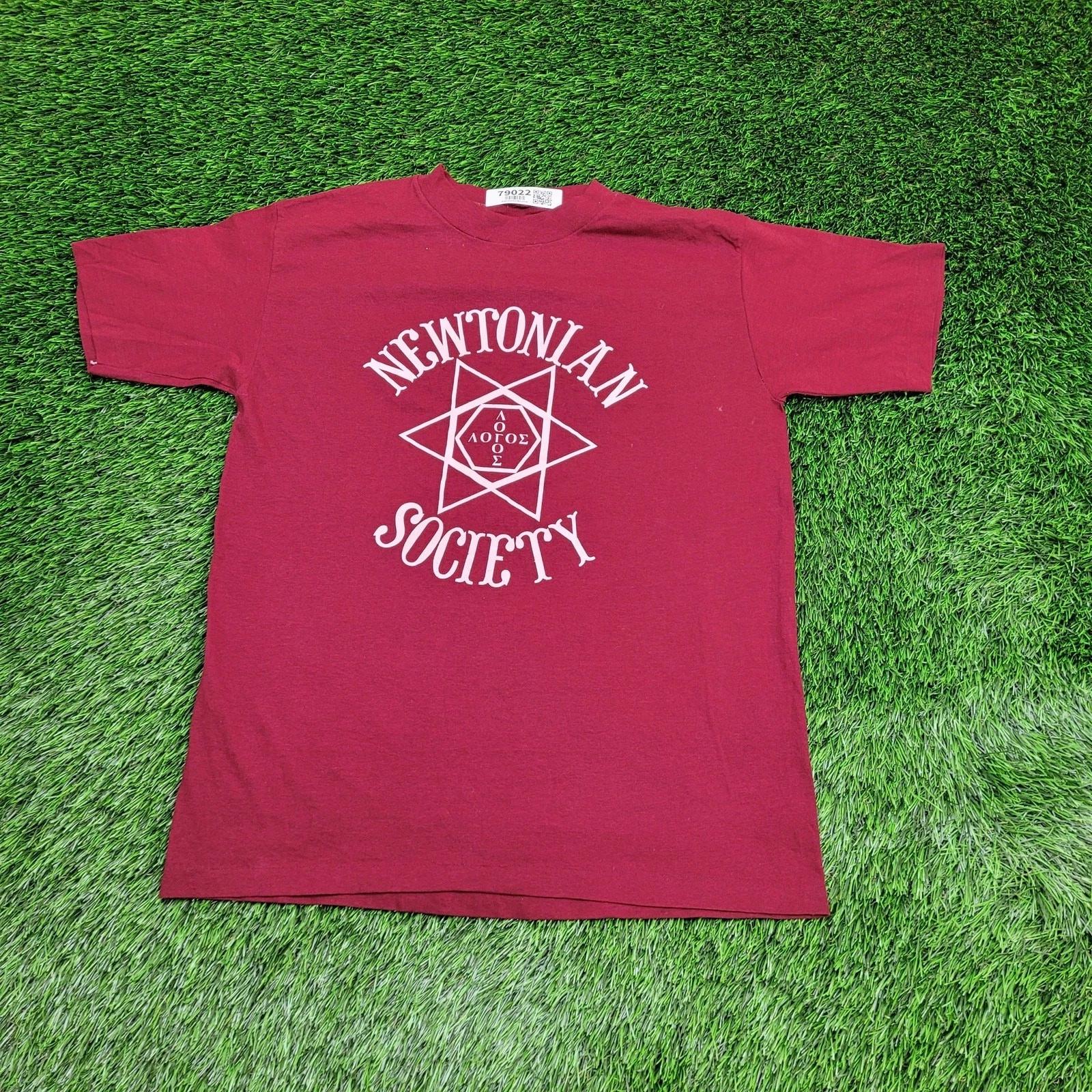 Vintage 90s Newtonian Society Shirt Medium 20x26 Maroon Logo XL