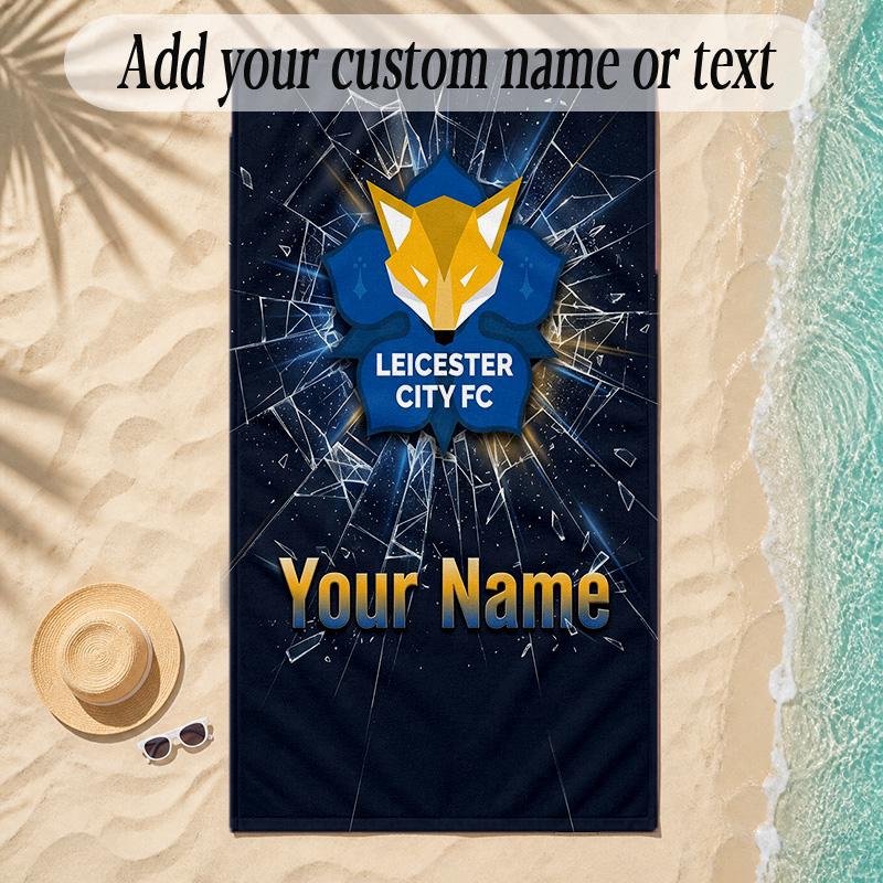 Beach TowelLeicester City Custom Name Text Personalized Soft Towel for Beach Pool Indoor Home Decor Gift