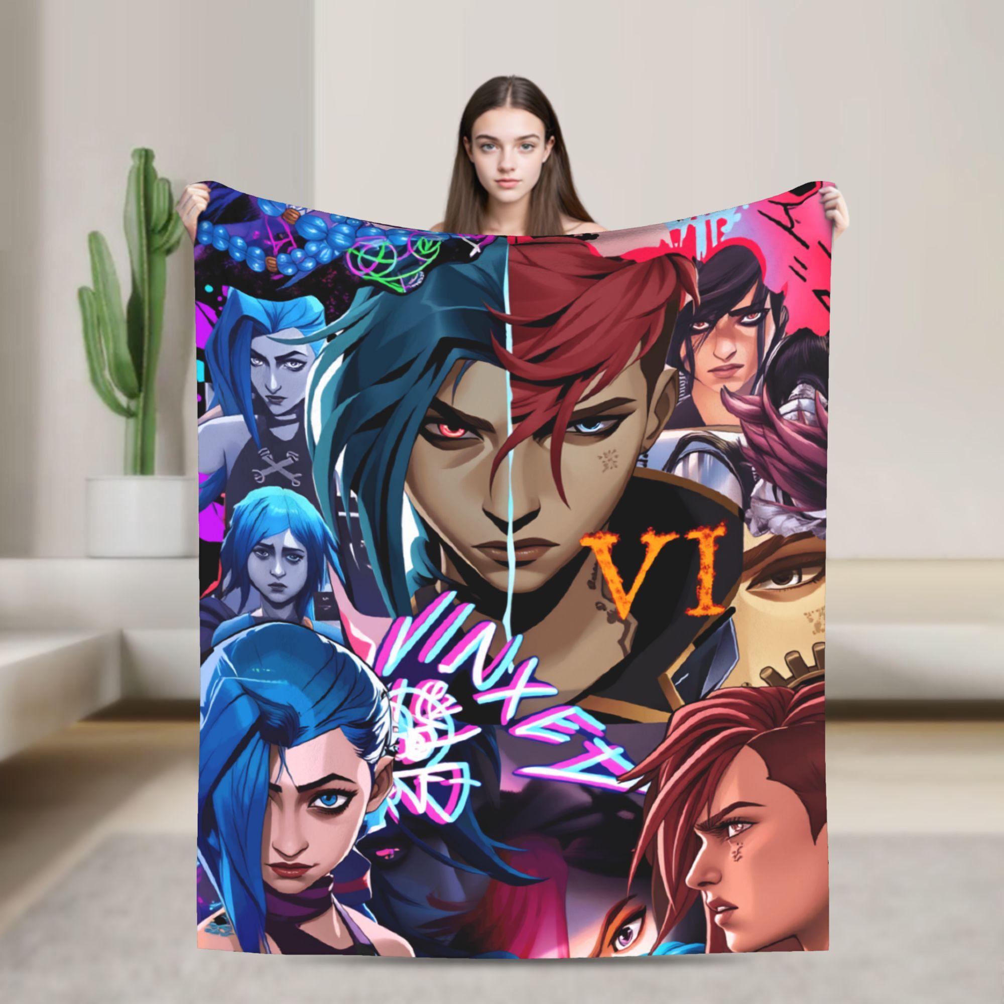 

Arcane Blanket Viktor Game Anime Jinx Jayce Caitlyn Jesus Sevika Flannel Bedding Throws For Bedroom Super Warm Bedspread Gift 80x120cm(31x47inch)
