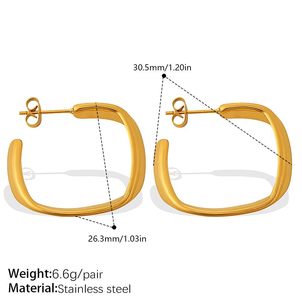 Women's European American New Style Instagram-Style Twisted Wave C-Shaped Hoop Earrings Stainless Steel 18K Gold-Plated