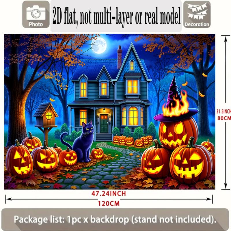 Party Backdrop Halloween Flat Banners Scary Pumpkin House Celebrations Wedding Enthusiasts Event Photo Background Front Door Decor