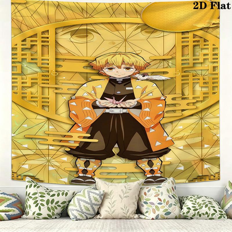 Demon Slayer Wall Tapestry Aesthetic Wall Hanging Printed Fabric Blanket Decorative Tapestries For Bedroom Living Room Home Decor