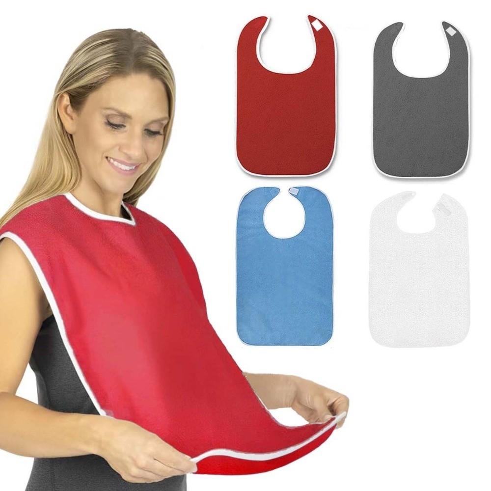 Soft Adult Bib Adjustable Mouth Wipe Polyester Daily Care Apron Adult