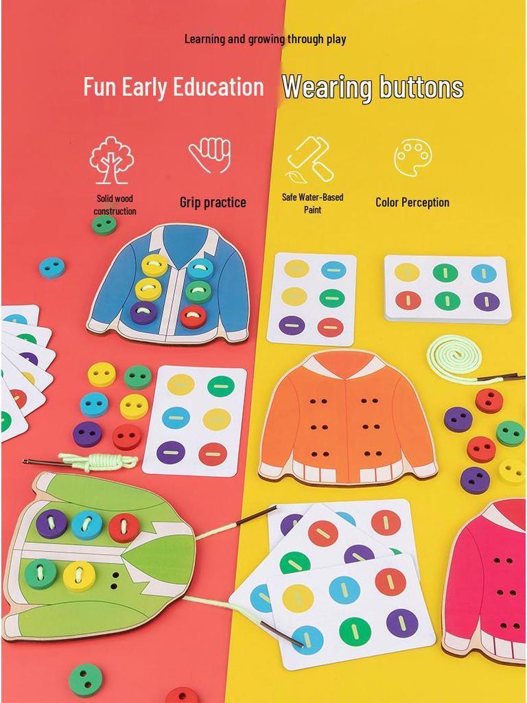 Cross-Border Children's Hand-Threading Button Game for Early Education and Pretend Play