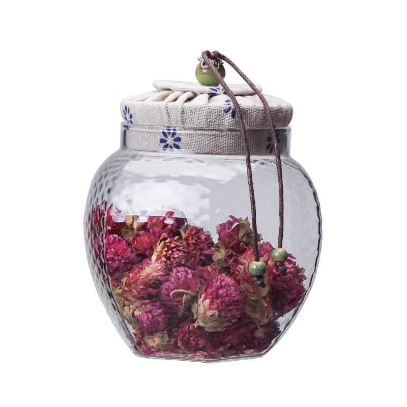 Hammered Glass Hexagonal Storage Jar